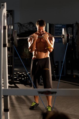 Band Bar Close Grip Biceps Curl